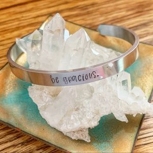 🆕 Be Gracious Handstamped Christian Baptism Stainless Cuff Bracelet